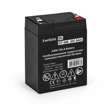 Фотография товара 'Exegate EX282950RUS Аккумуляторная батарея DT 606 (6V 6Ah, клеммы F1)'