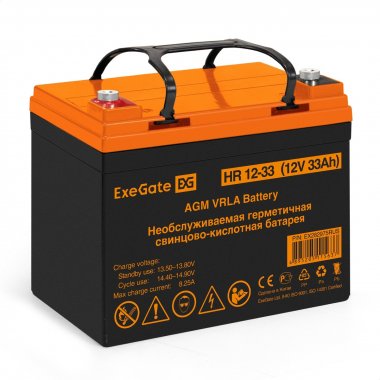 Фотография товара 'Exegate EX282975RUS Аккумуляторная батарея HR 12-33 (12V 33Ah, болт М6)'