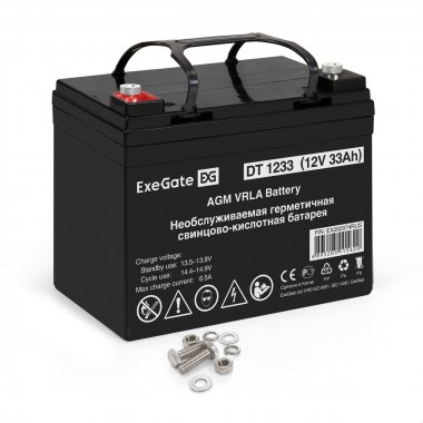 Фотография товара 'Exegate EX282974RUS Аккумуляторная батарея DT 1233 (12V 33Ah, болт М6)'