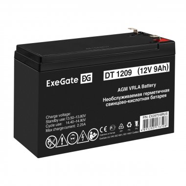 Фотография товара 'Exegate EX297518RUS Аккумуляторная батарея DT 1209 (12V 9Ah, клеммы F1)'