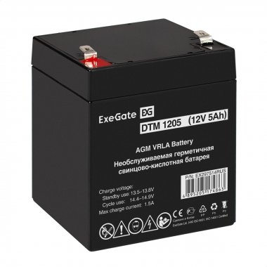 Фотография товара 'Exegate EX297514RUS Аккумуляторная батарея DTM 1205 (12V 5Ah, клеммы F2)'