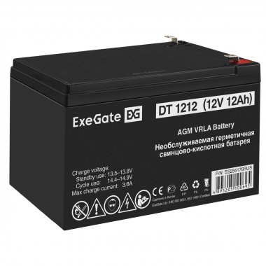 Фотография товара 'Exegate ES255176RUS Аккумуляторная батарея DT 1212 (12V 12Ah, клеммы F2)'