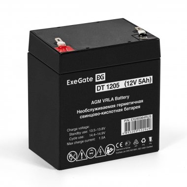 Фотография товара 'Exegate EX285964RUS Аккумуляторная батарея DT 1205 (12V 5Ah, клеммы F1)'