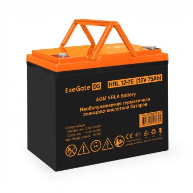 Фотография товара 'Exegate EX285653RUS Аккумуляторная батарея HRL 12-75 (12V 75Ah, болт М6)'