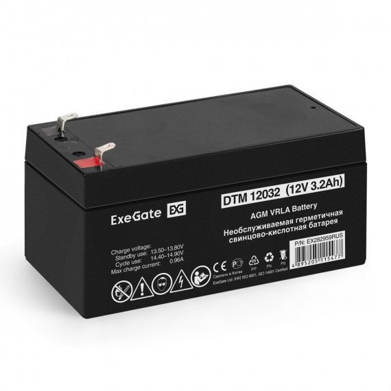 Фотография товара 'Exegate EX282959RUS Аккумуляторная батарея DTM 12032 (12V 3.2Ah, клеммы F1)'