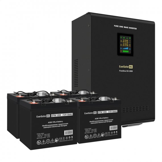 Фотография товара 'Exegate EX296638RUS Комплект ИБП FineSine SX-3000.LCD.AVR.2SH.T'