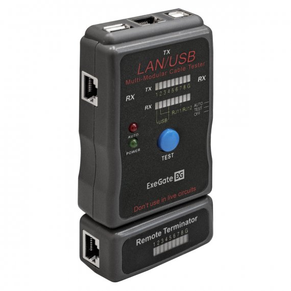 Фотография товара 'Exegate EX293160RUS Тестер сетевой EX-T5448 для RJ-45/RJ-11/RJ-12/USB'
